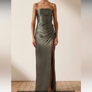 La Lune Ruched Maxi Dress Shona Joy Olive